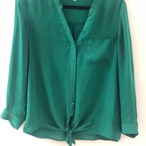 Joie 100% Silk Blouse - Emerald Green